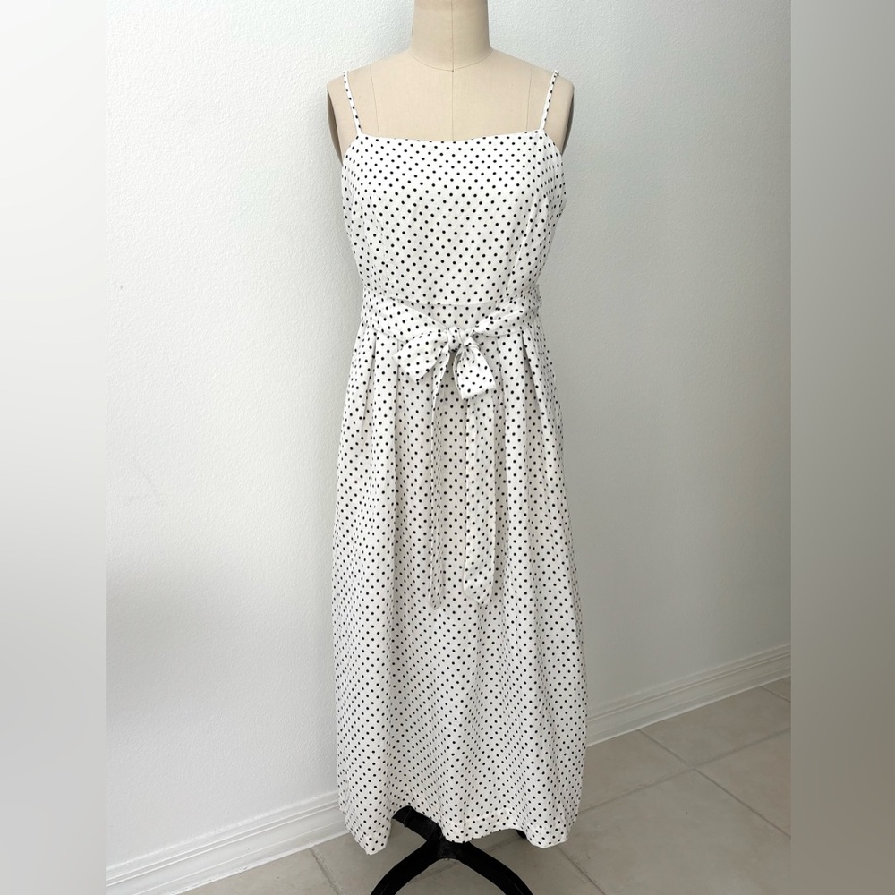 Kate Spade X Target Polka Dot Midi Dress NWT Cream & Black Linen Blend M